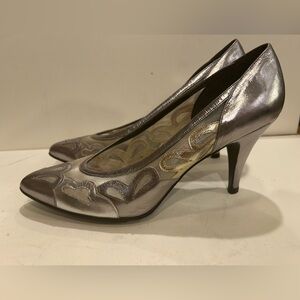 Stuart Chic Silver Metallic Sheer Women's Pumps